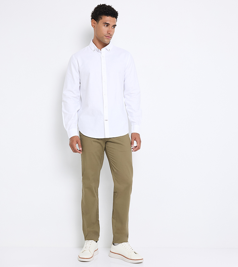 Solid Button-Down Collar Shirt 
