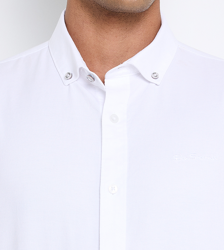Solid Button-Down Collar Shirt 