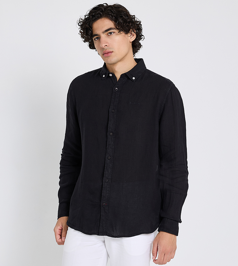 Button-Down Collar Linen Long Sleeves Shirt
