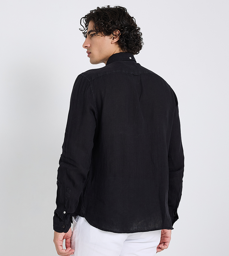 Button-Down Collar Linen Long Sleeves Shirt
