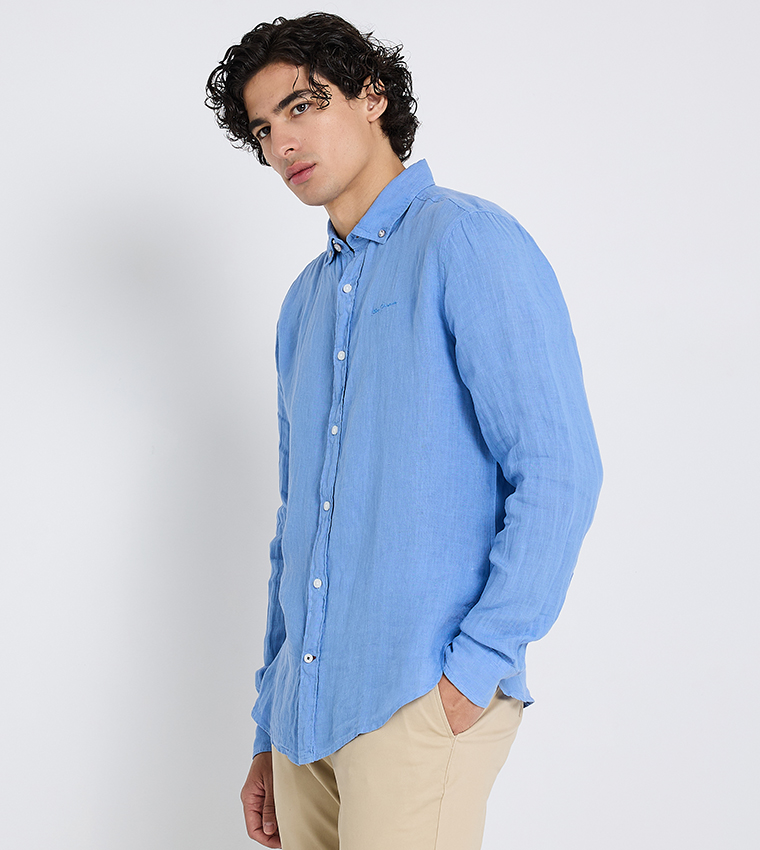 Button-Down Collar Linen Long Sleeves Shirt