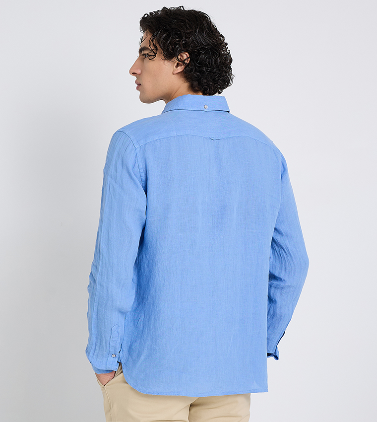 Button-Down Collar Linen Long Sleeves Shirt