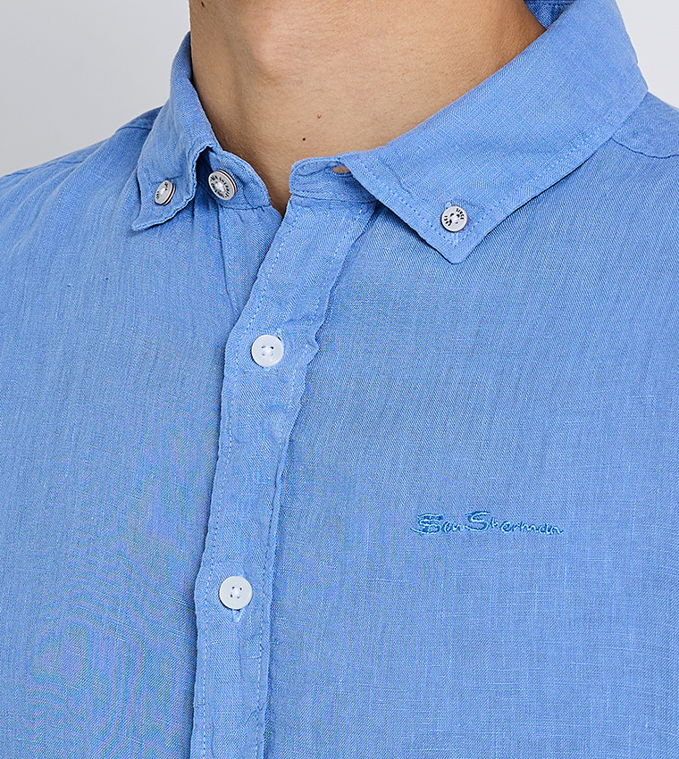 Button-Down Collar Linen Long Sleeves Shirt