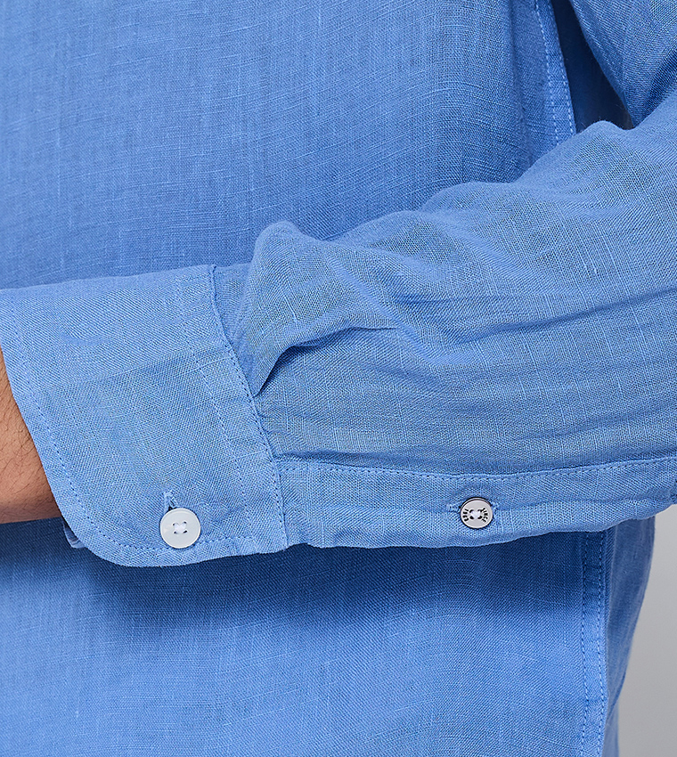 Button-Down Collar Linen Long Sleeves Shirt