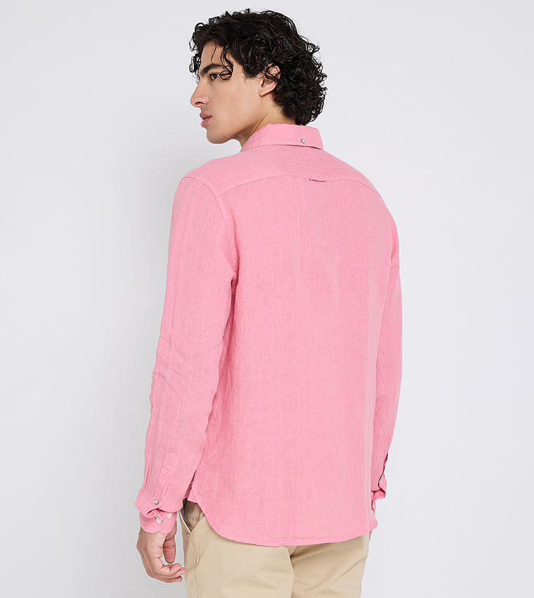 Button-Down Collar Linen Long Sleeves Shirt