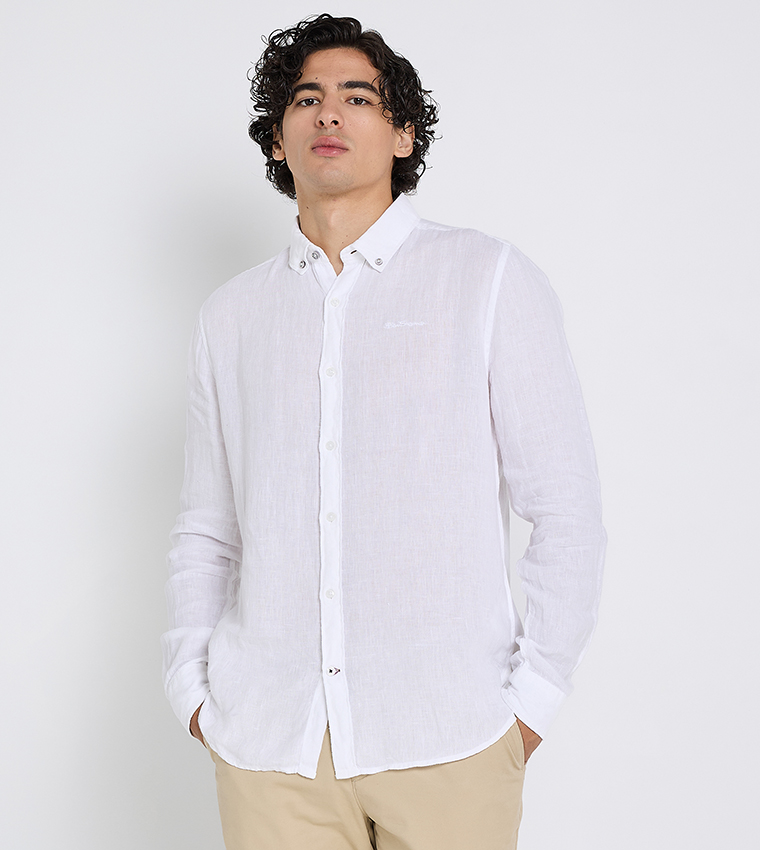 Button-Down Collar Linen Long Sleeves Shirt