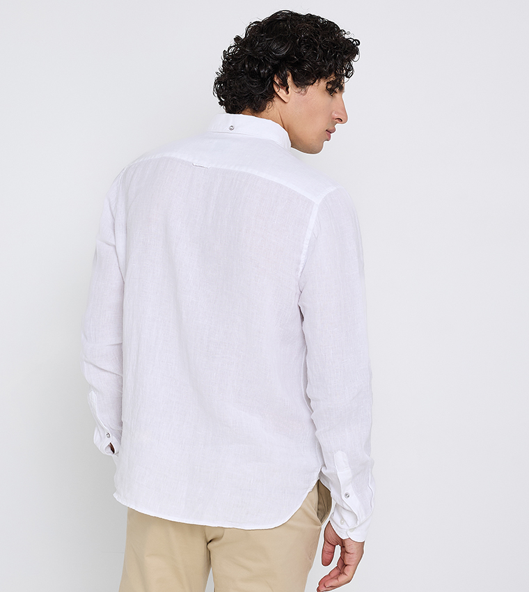 Button-Down Collar Linen Long Sleeves Shirt