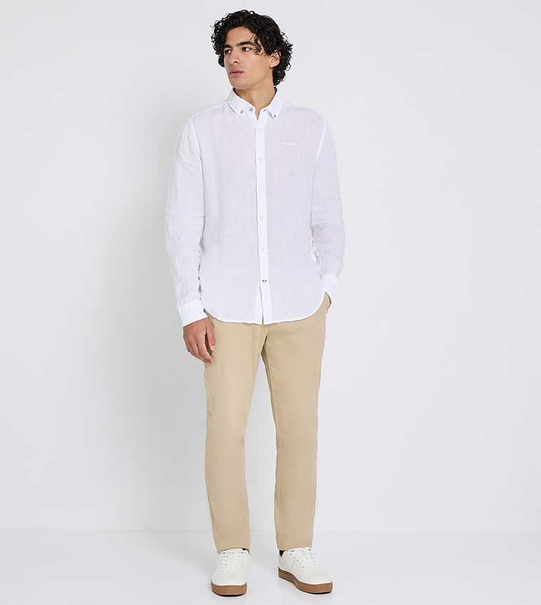 Button-Down Collar Linen Long Sleeves Shirt