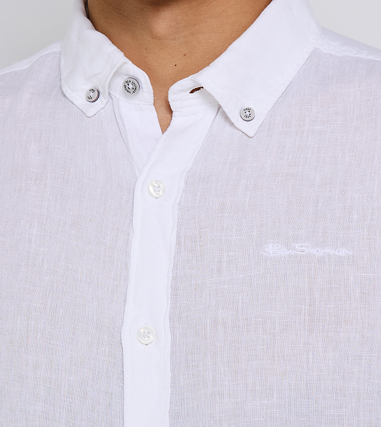 Button-Down Collar Linen Long Sleeves Shirt