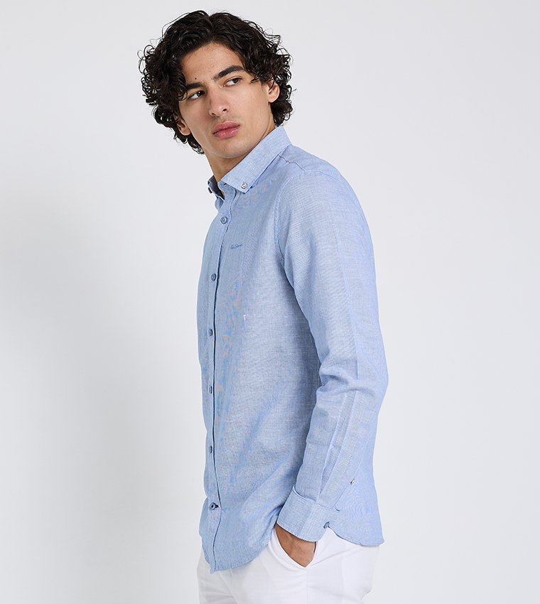 Solid Button-Down Collar Shirt