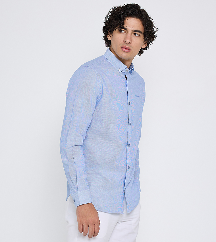 Solid Button-Down Collar Shirt