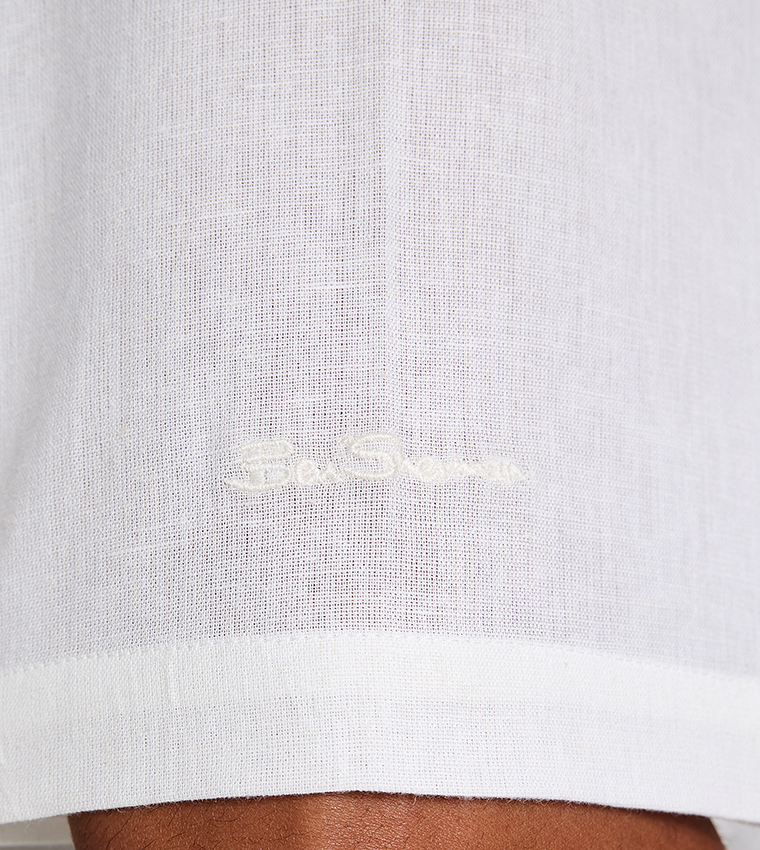 قميص قطن مطرز بياقة ريفر