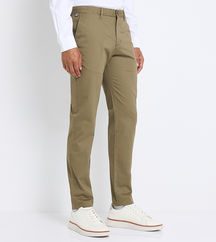 Button Closure Slim Fit Chino
