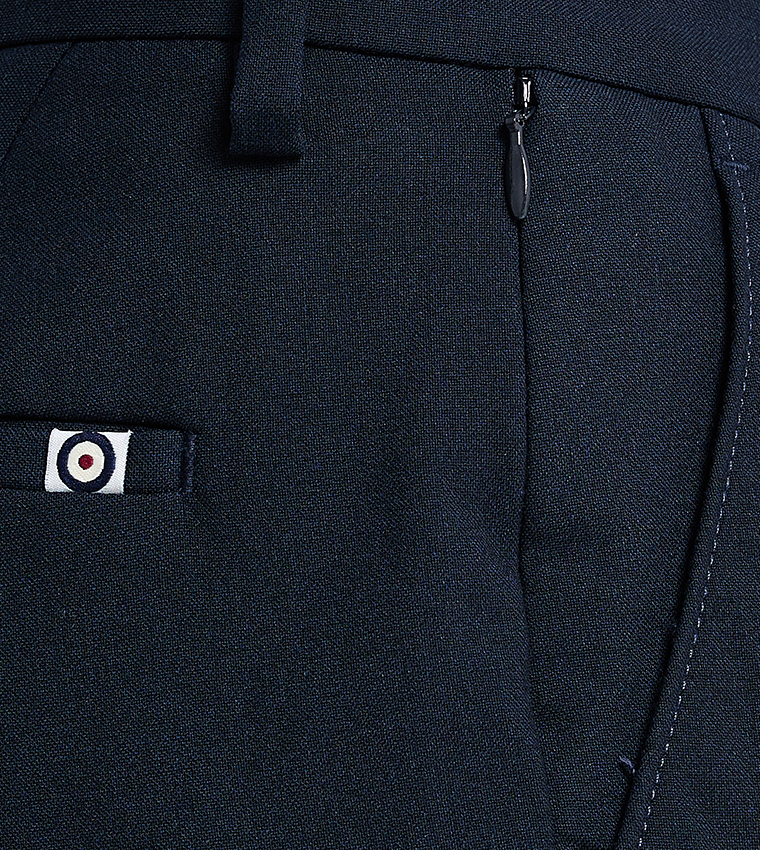Solid Button Closure Casual Trousers