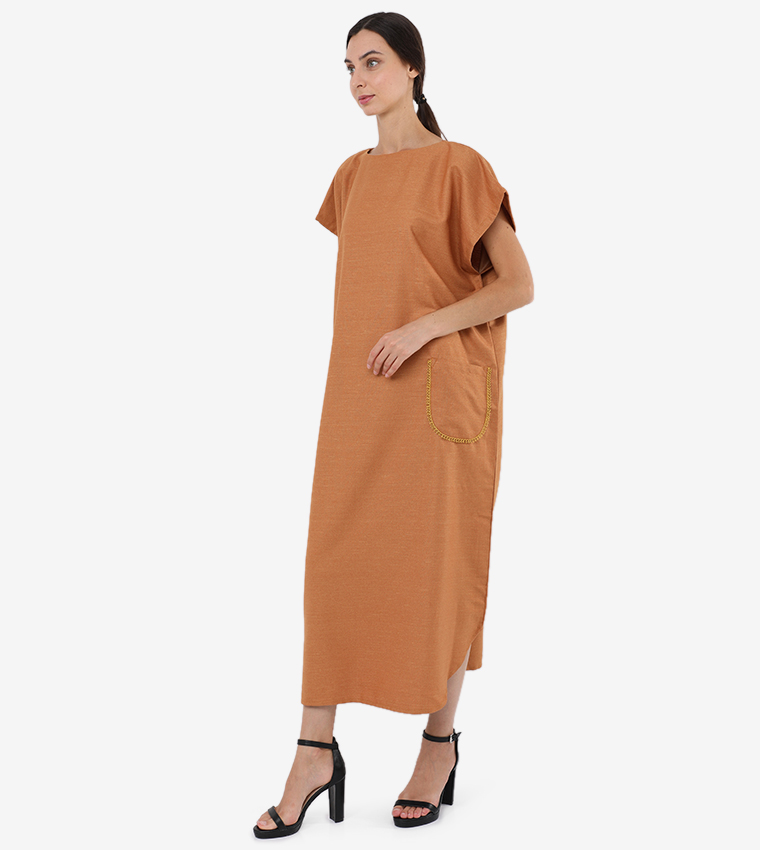 Curve Hem Dress with Pockets