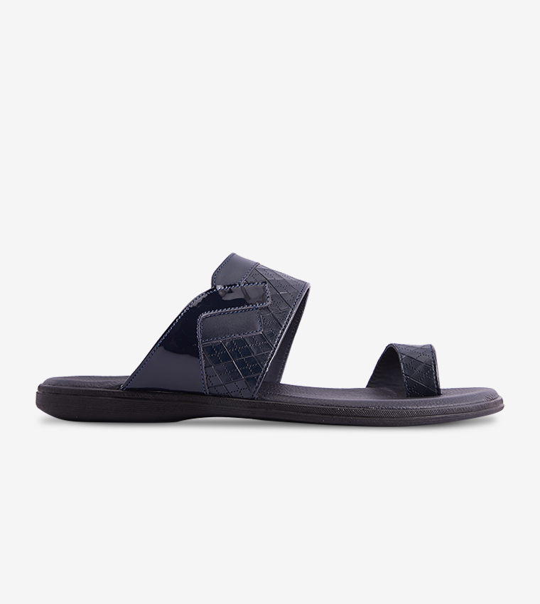 Checks Pattern Open Back One Finger Arabic Sandals - Blue