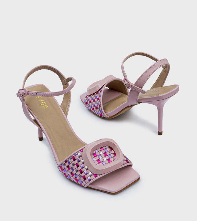 Metal Accent Open Toe Heel Sandals