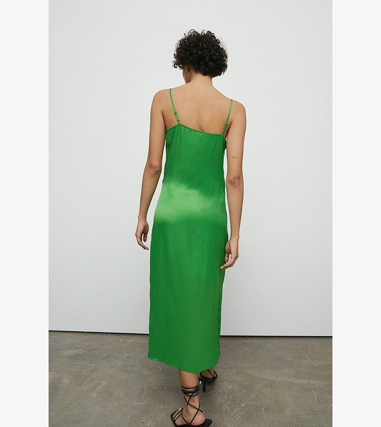 warehouse green silk dress Warehouse Women's Petite Metallic Lame Cowl Neck Maxi Dress in Green