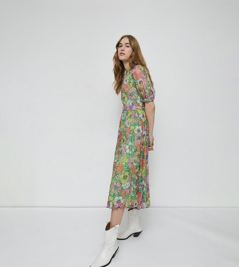 green emerald velvet dress Rent Warehouse Sparkle Jacquard Twist Neck Midi Dress main image 1