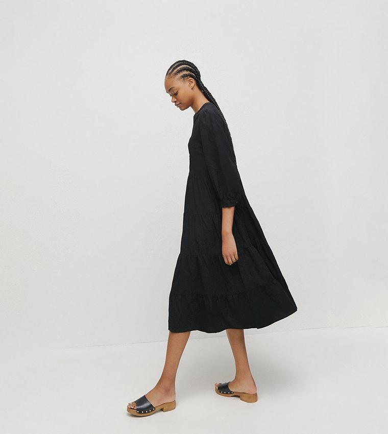 elegant long sleeve dress Long Sleeve Maxi Dress in Black