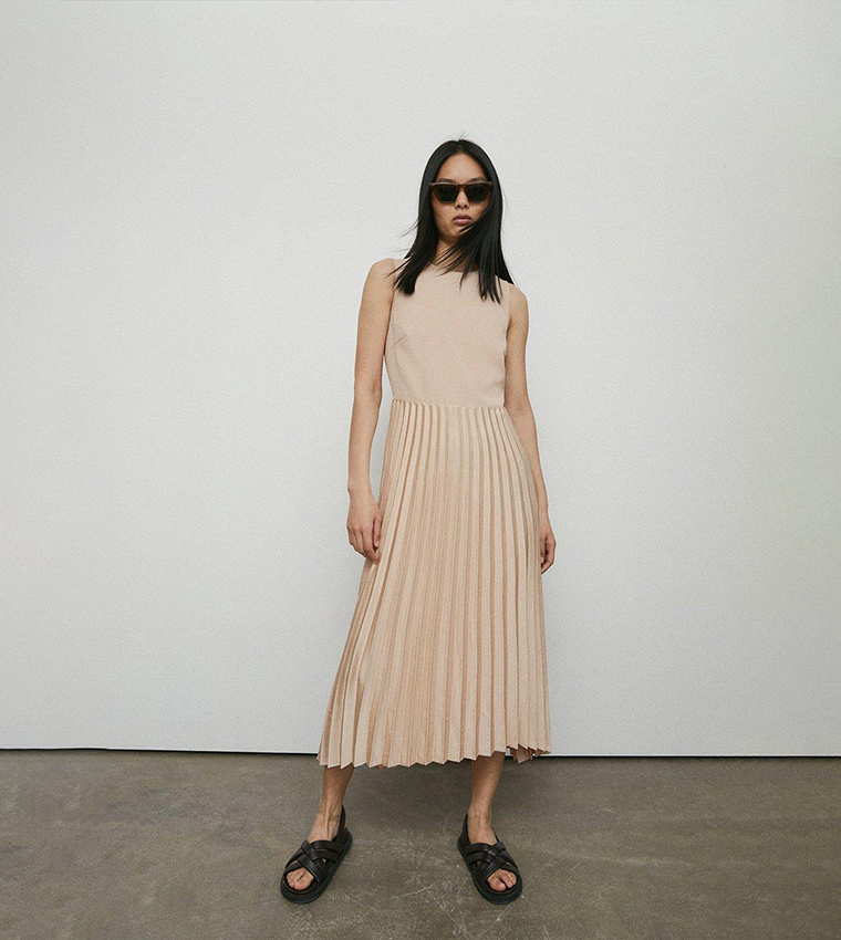 Warehouse pleated sale midi dress