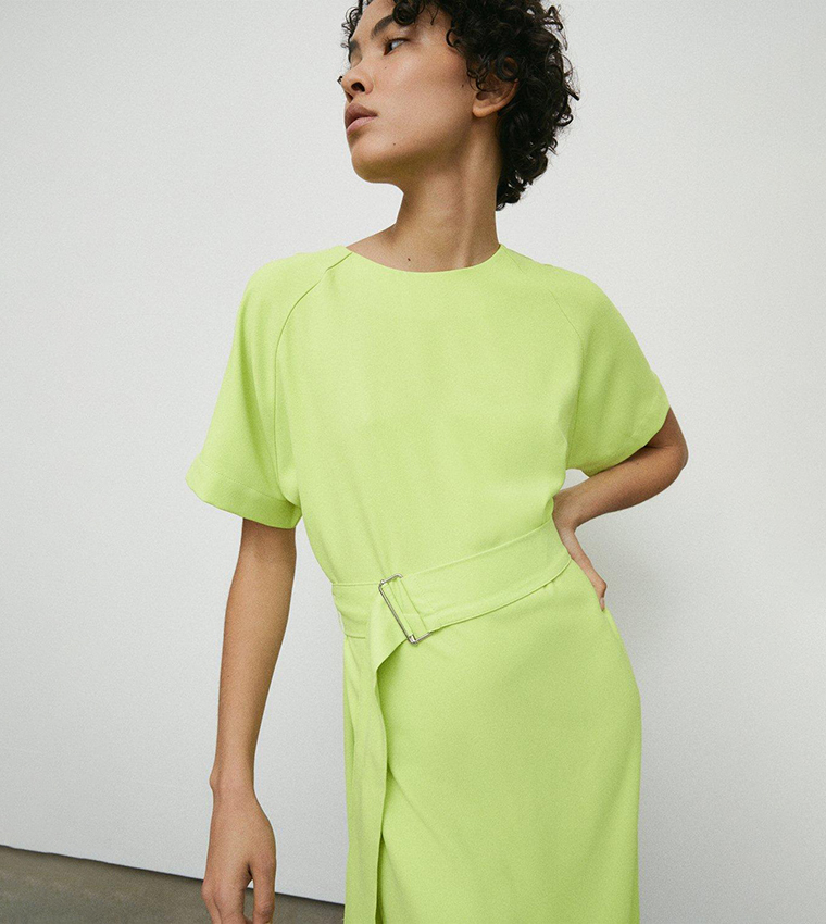 Lime green dress with sleeves best sale