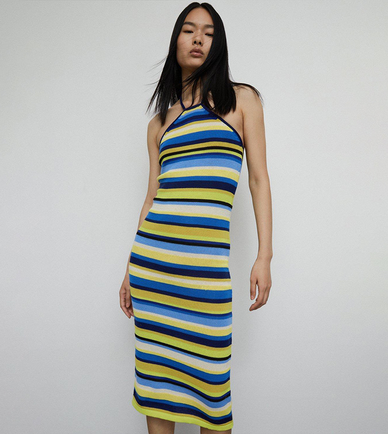 warehouse stripe midi dress Womens Dresses Warehouse Blue Stripe Midi Dress Zoe Coastal Blue Stripe Midi Dress X SMALL