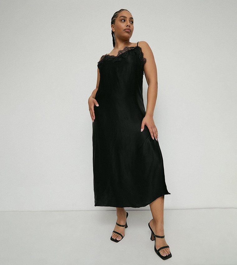 Buy Warehouse Satin Lace Cami Dress In Black | 6thstreet Saudi Arabia Buy Warehouse Satin Lace Cami Dress In Black | 6thstreet Saudi Arabia