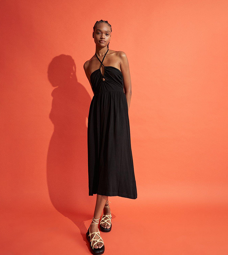 midriff cut out dress Black Knotted Slim Fit Maxi Small Color:Burgundy Red OBEEII Women's Square Neck the mermaid skirt streams atf-kg-01.27.25