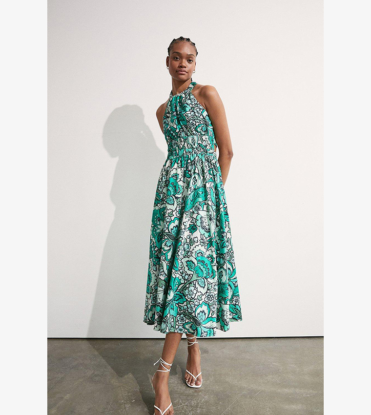 Green Warehouse Ditsy Floral Midi Shirt Dress Midi Tea Warehouse
