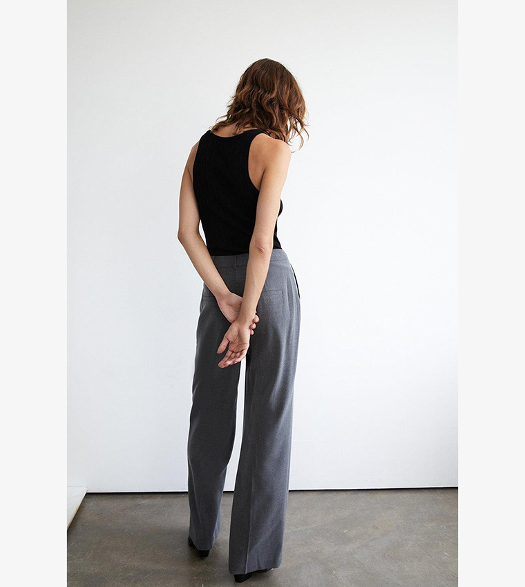 STATEMENT CLOTHING | ﻿SOLID COLOR WIDE LEG PANTS WP-100-GREY main image 0