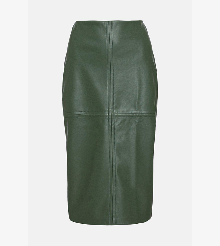 Buy Warehouse Easy Faux Leather Pencil Skirt In Green Thstreet Saudi Arabia