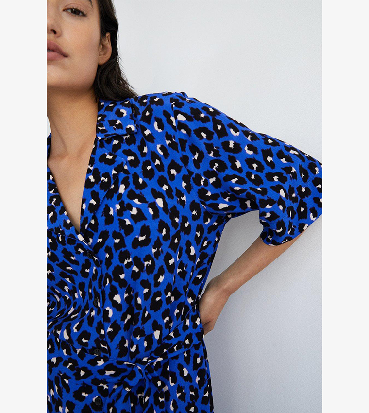 Warehouse shops blue animal print shirt dress