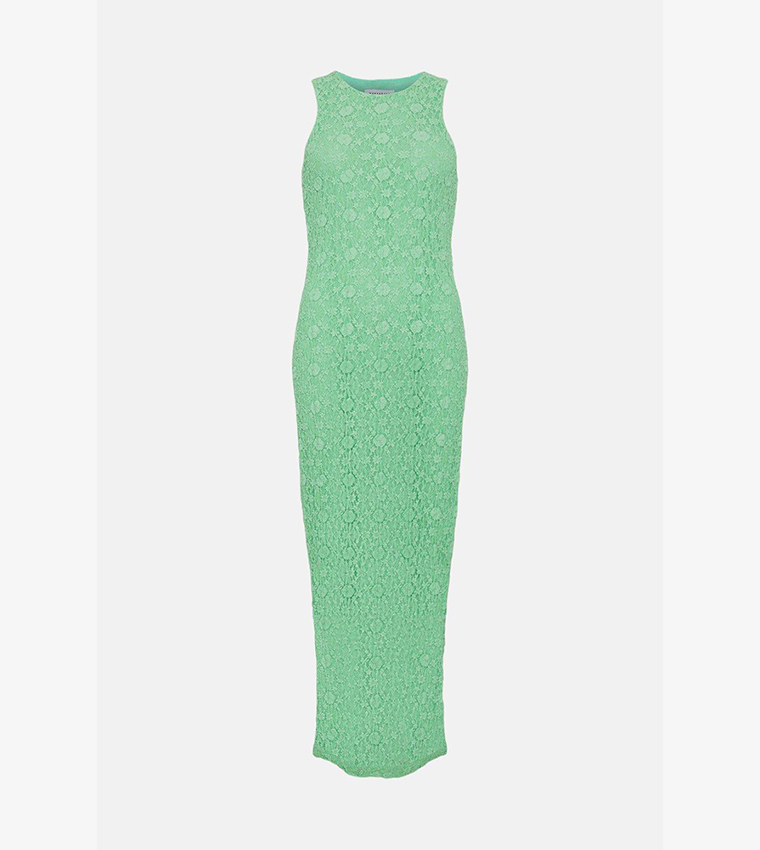 chinese dress ladies Green Floral Lace Fitted Short Sleeve Midi Dress
