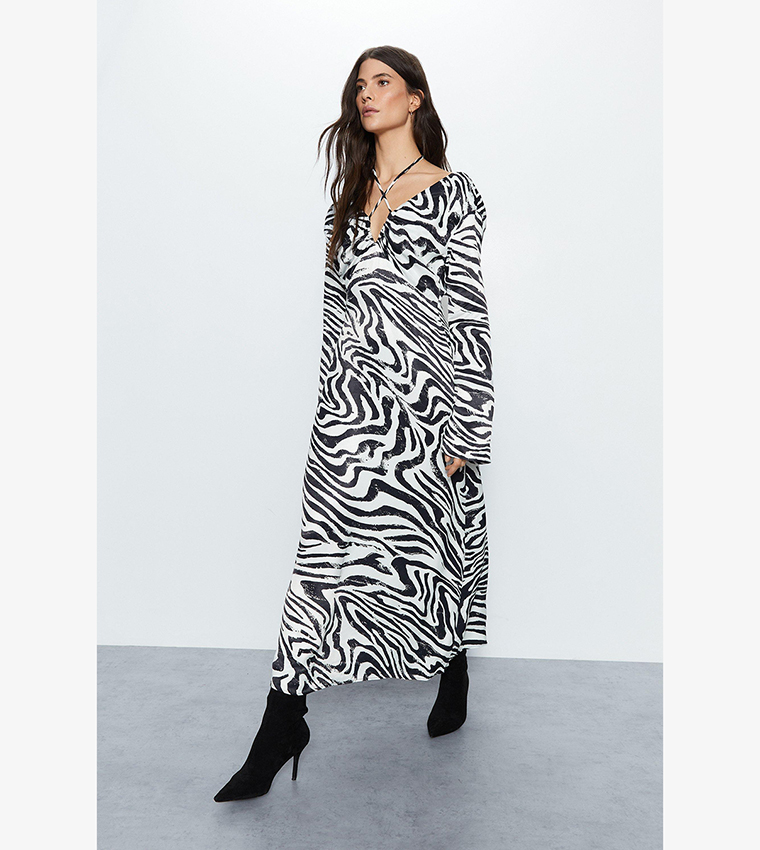 Warehouse brushed animal print sales dress