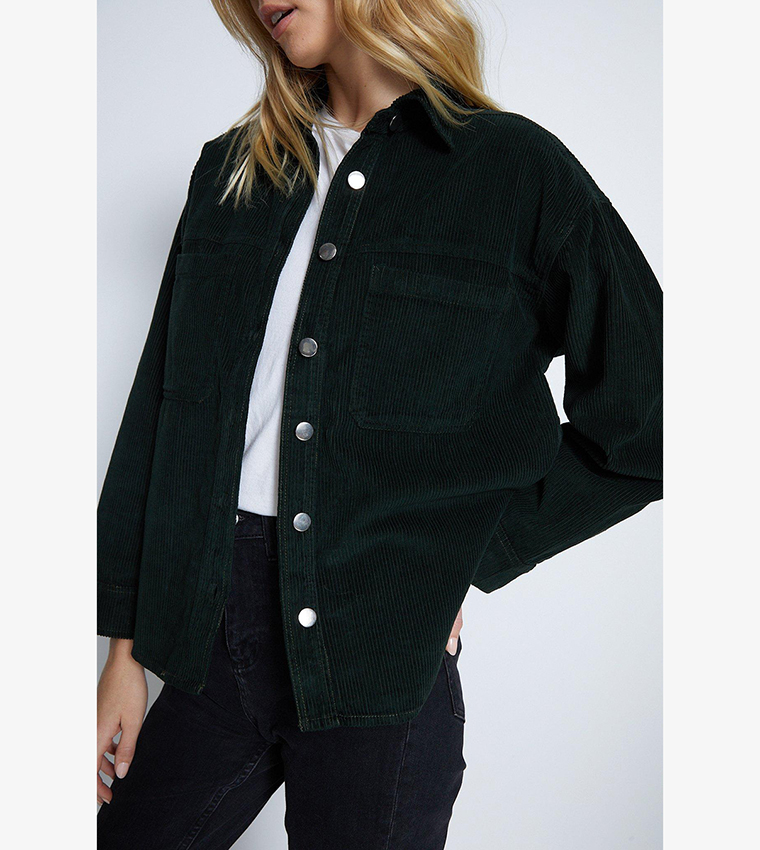 Buy Warehouse Cord Oversized Pocket Front Shacket In Khaki | 6thStreet ...