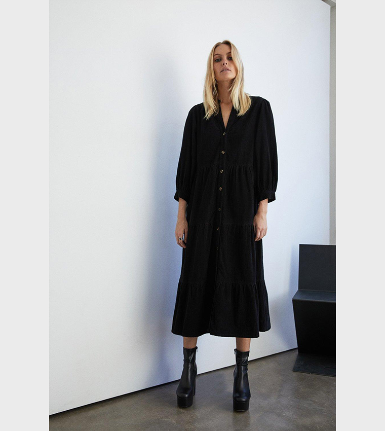 Warehouse black button store dress