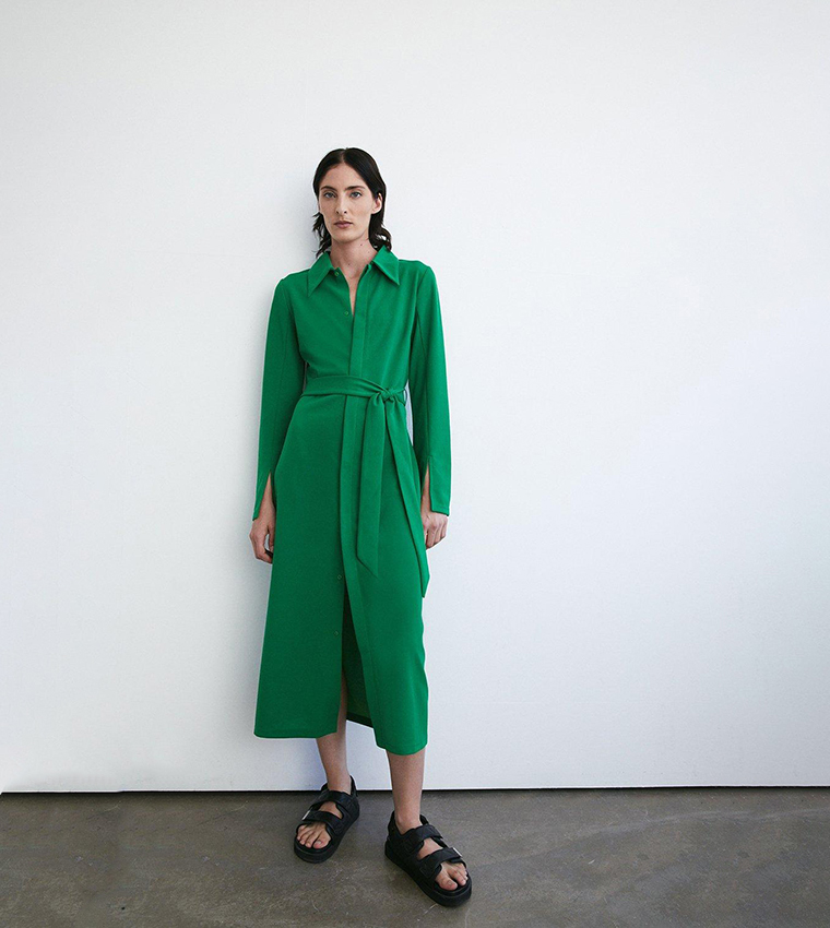 Warehouse green 2024 shirt dress