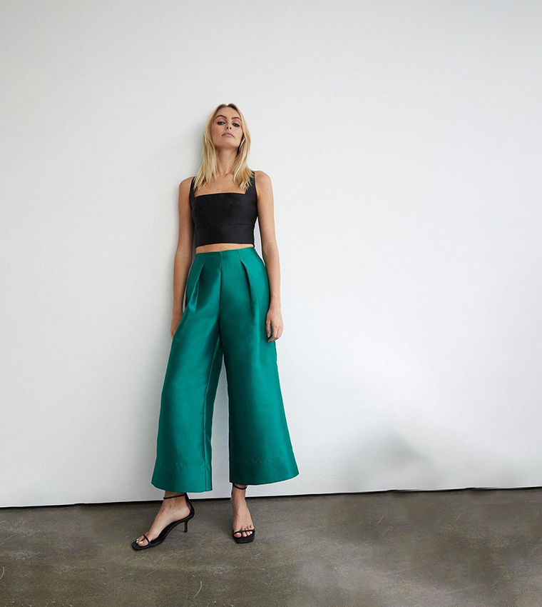 Satin on sale cropped trousers