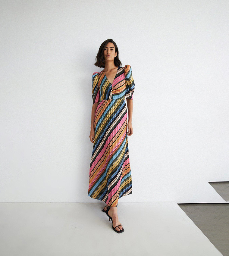 Pleated colour block dress warehouse sale