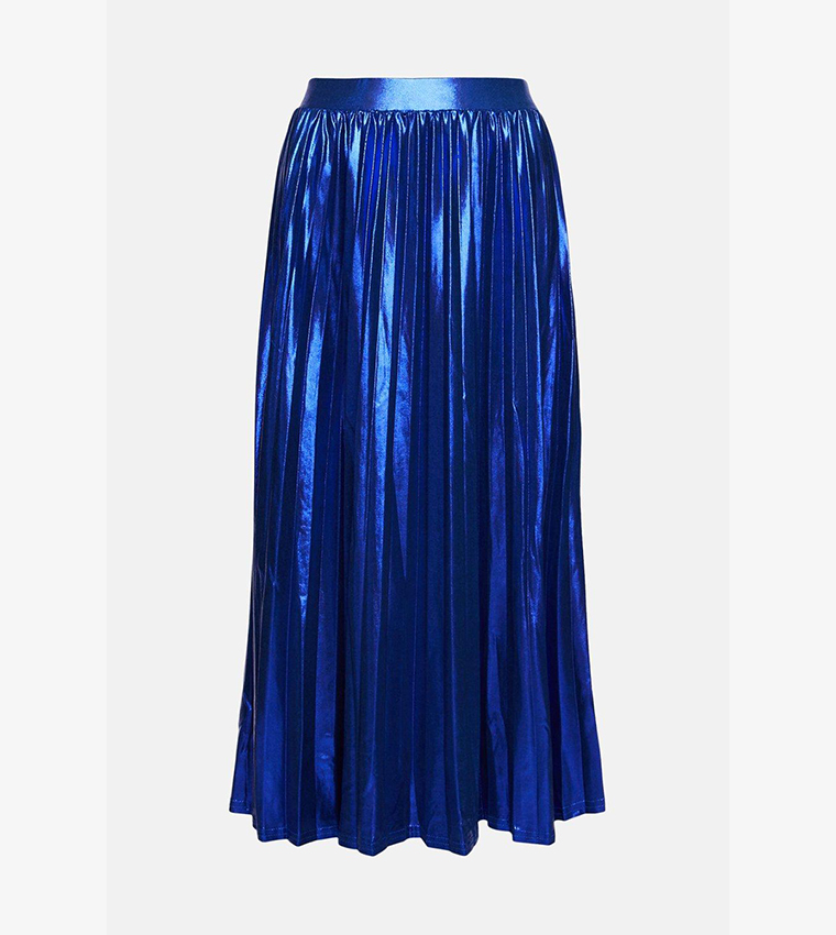 Buy Warehouse Metallic Lame Pleated Midi Skirt In COBALT 6thStreet Bahrain