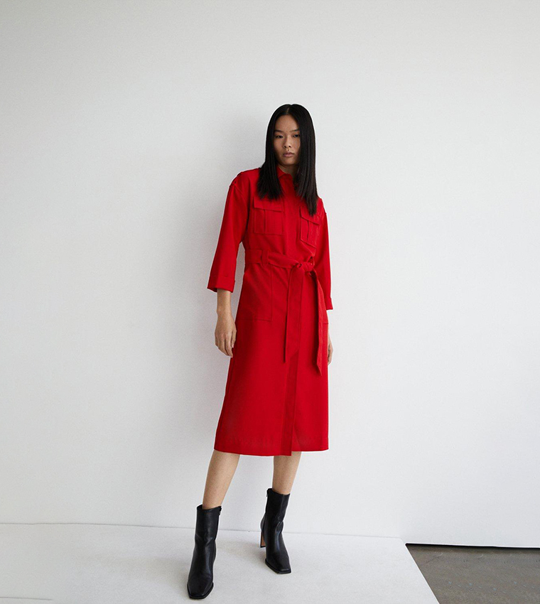 Warehouse red shirt store dress