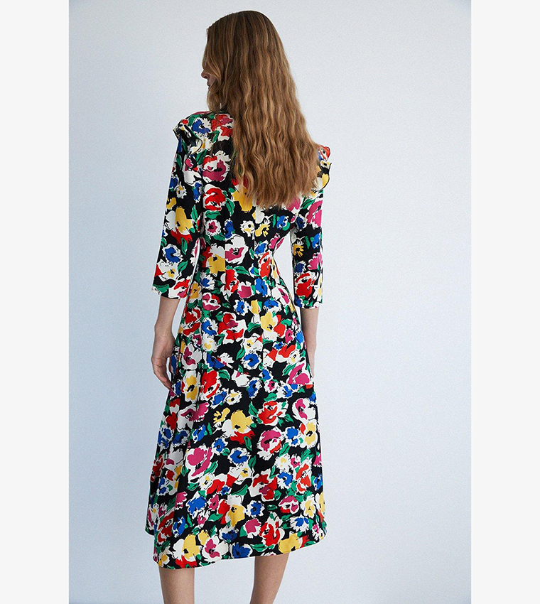 Warehouse ruffle discount floral midi dress