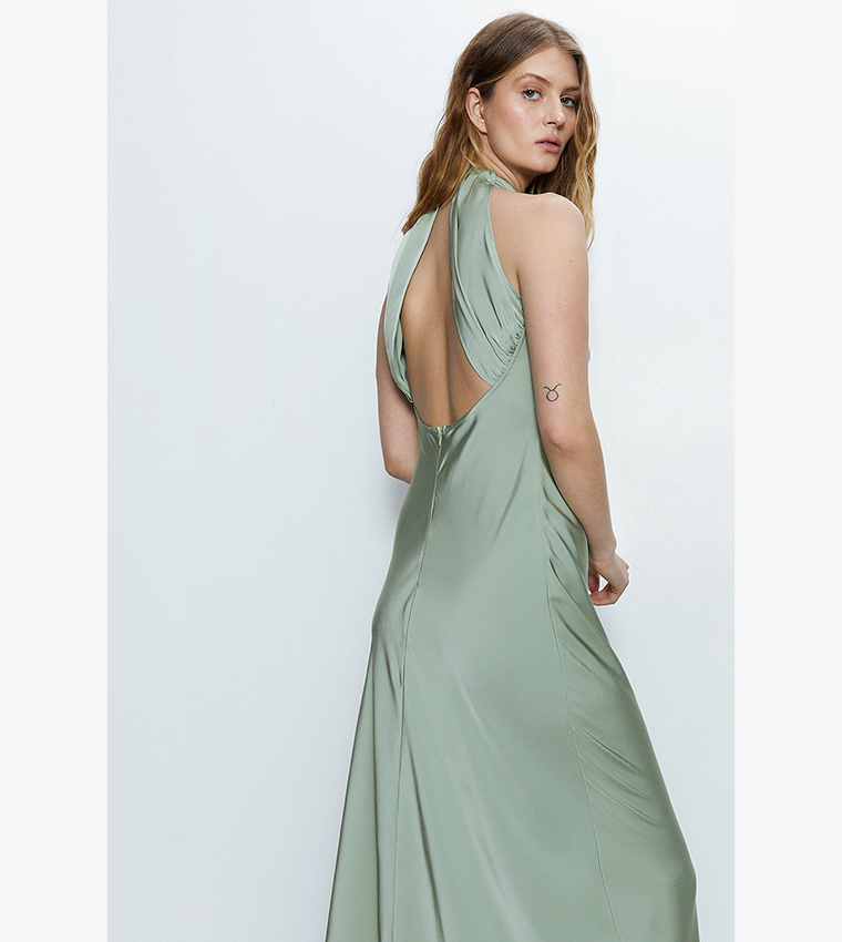 Halter neck backless maxi dress best sale