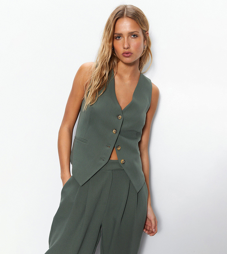 Lucas Tapered Sage Waistcoat