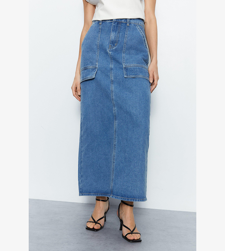 Denim Cargo Midi skirt main image 1