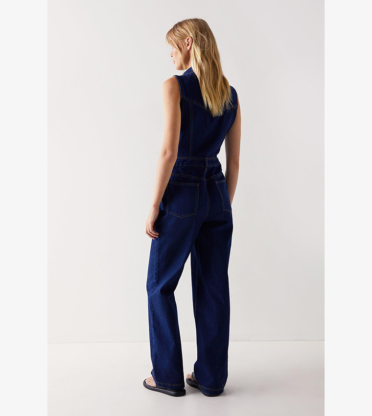 Denim wide 2024 leg overalls