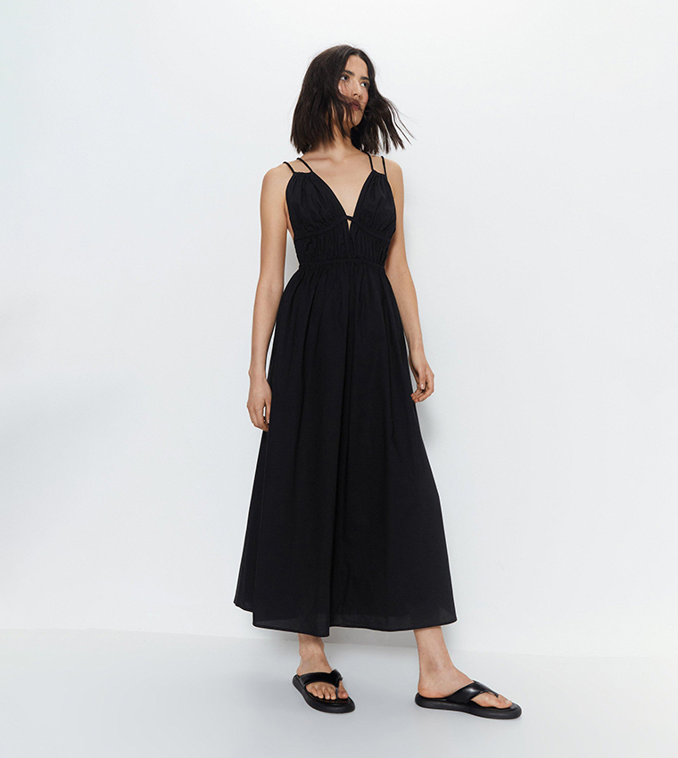 warehouse cotton dress Warehouse Cotton Pintuck Maxi Dress Size 10 RRP 119