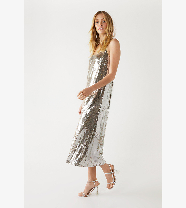 Sequin cami outlet midi dress