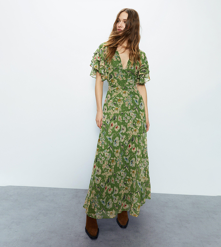 Warehouse green maxi outlet dress